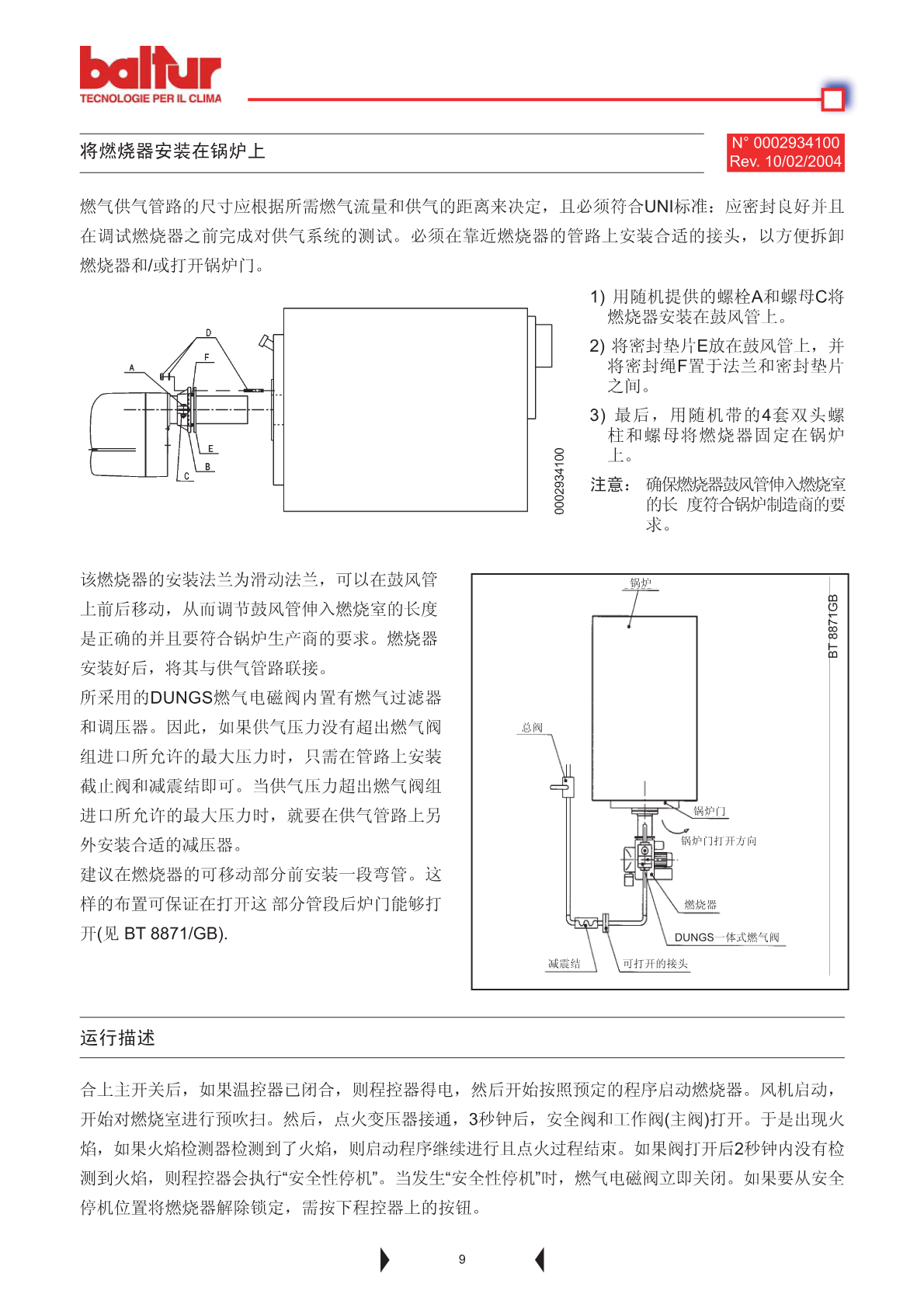 燃烧器安装示意图